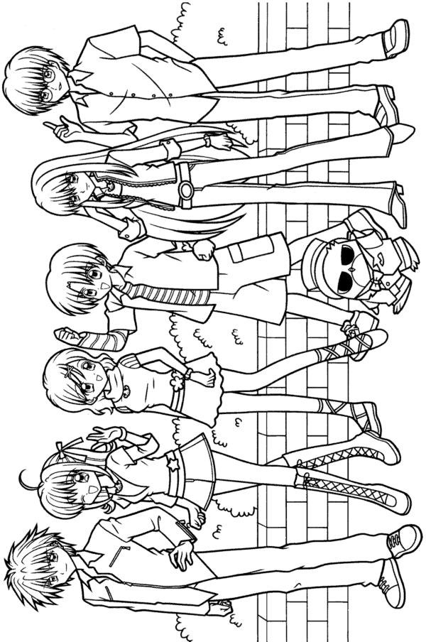 Coloriage de la scène de Pichi Pichi Pitch avec des sirènes en pleine action
