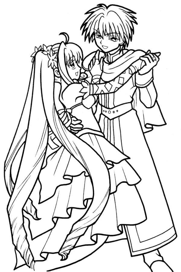Coloriage de Pichi Pichi Pitch avec Mélodie des Sirènes dans un cadre marin