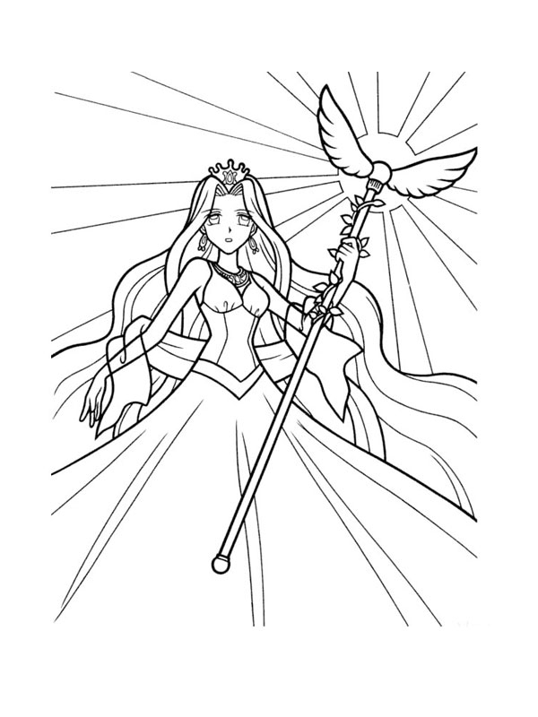 Coloriage de Melodie des Sirènes de Pichi Pichi Pitch en pleine action
