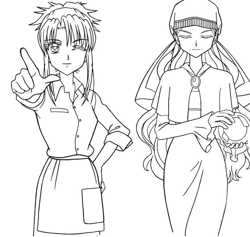 Coloriage de Pichi Pichi Pitch : Melodie des Sirenes avec des personnages sous-marins
