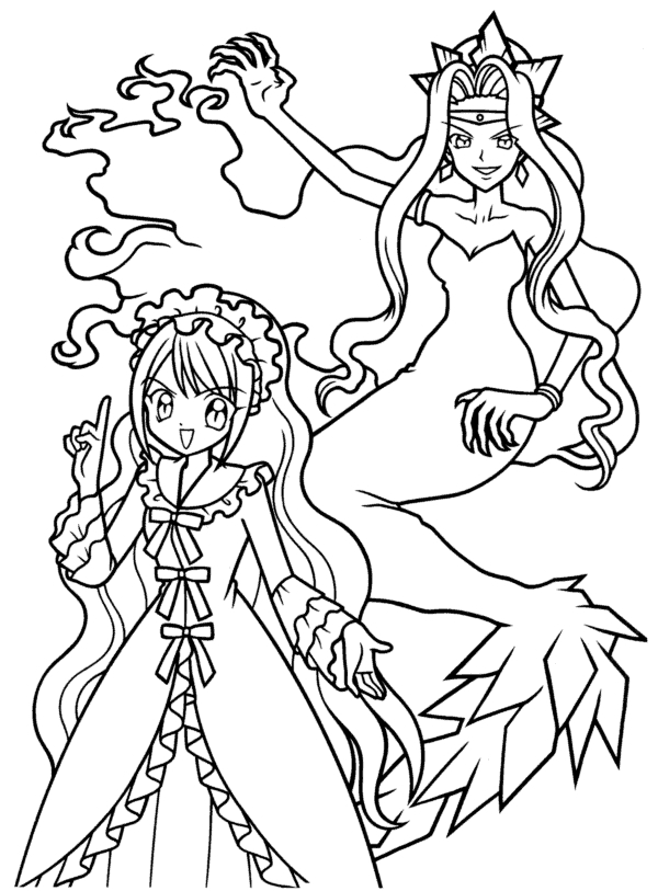 Coloriage de Pichi Pichi Pitch : Mélodie des sirènes en pleine mer