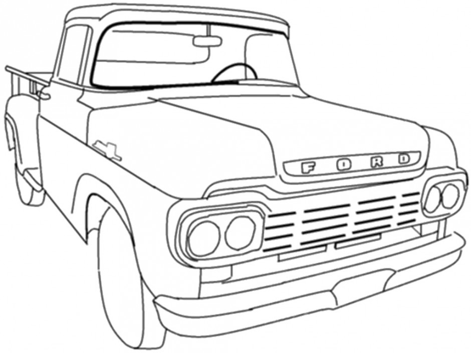 Coloriage d'un pickup sur une route de campagne
