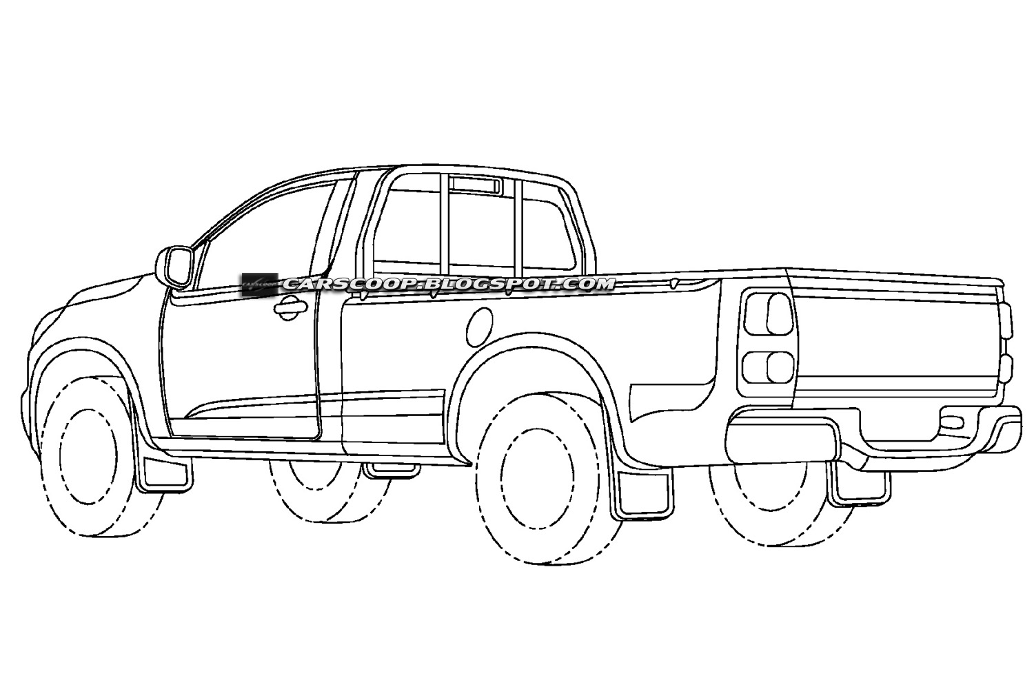 Coloriage d'un pickup sur une route de campagne