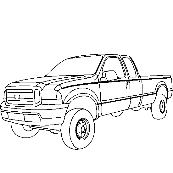Coloriage d'un pickup sur une route à travers la nature