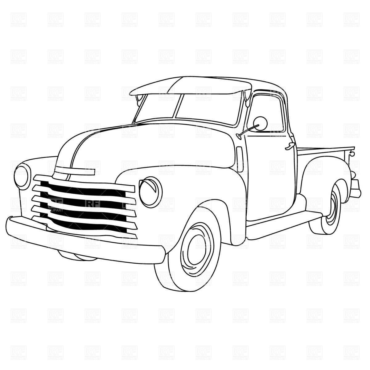 Coloriage d'un pickup sur une route de campagne