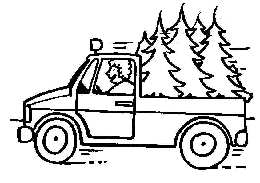 Coloriage d'un pickup en pleine nature