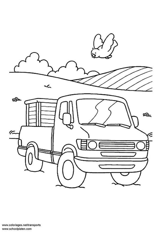 Coloriage d'un véhicule pickup sur fond de paysage urbain