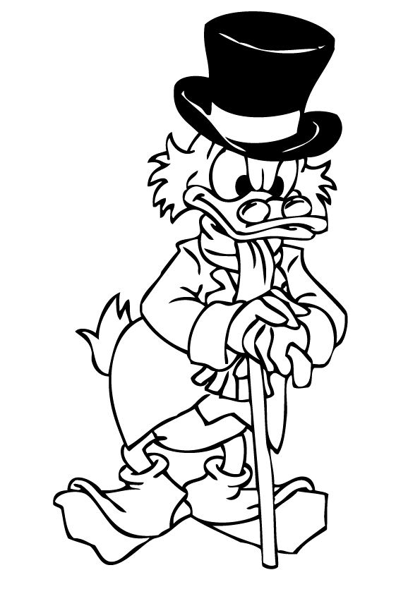 Coloriage de Picsou dans un décor de richesse et d’aventure