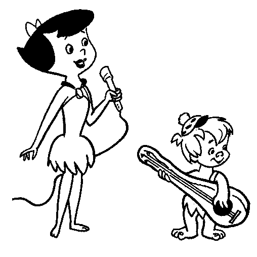 Coloriage de Pierre et ses amis dans la préhistoire