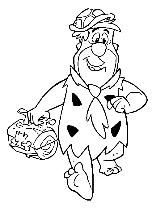Flintstone et son ami Dino jouant dans le jardin