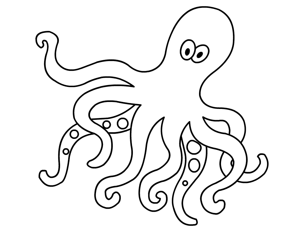 Un coloriage d'une pieuvre joyeuse dans son habitat marin