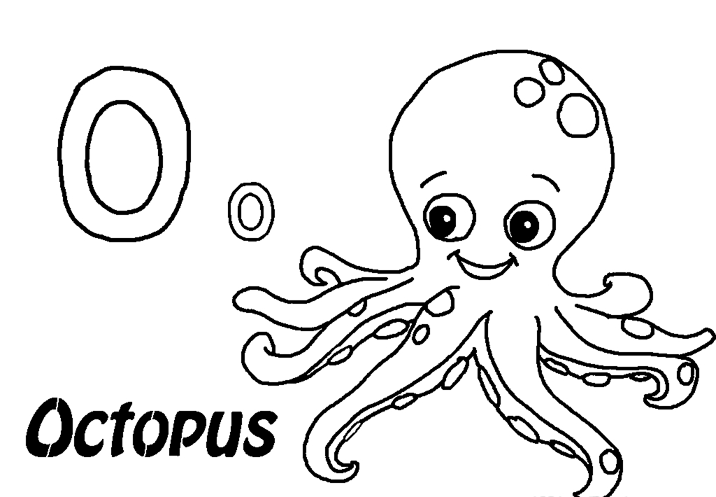 Coloriage d'une pieuvre joyeuse dans son habitat marin
