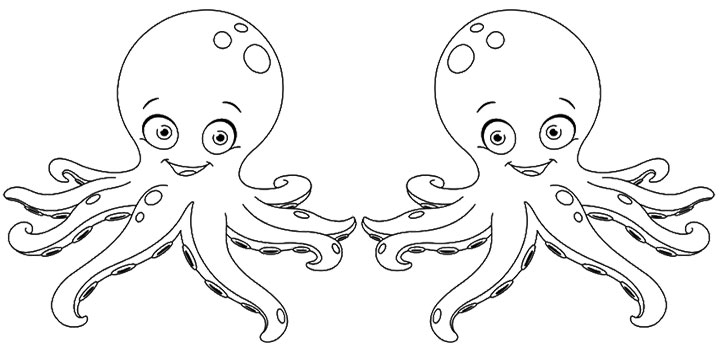Coloriage d'une pieuvre amusante au fond marin