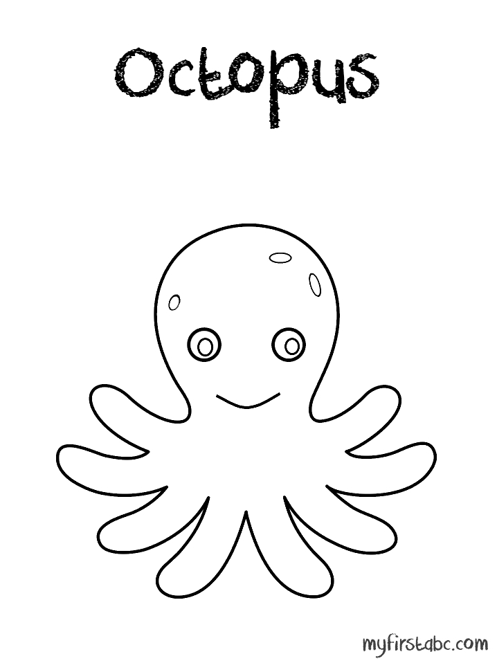 Coloriage d'une pieuvre entourée de vagues et de poissons