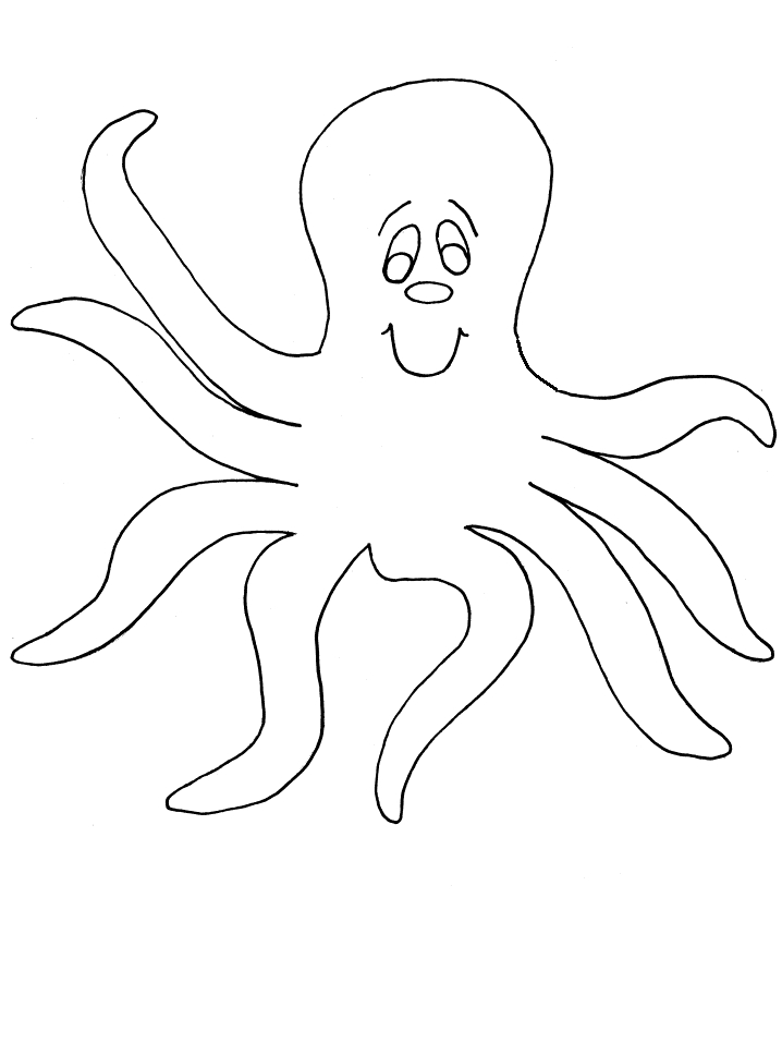 Coloriage d'une pieuvre joyeuse évoluant sous la mer