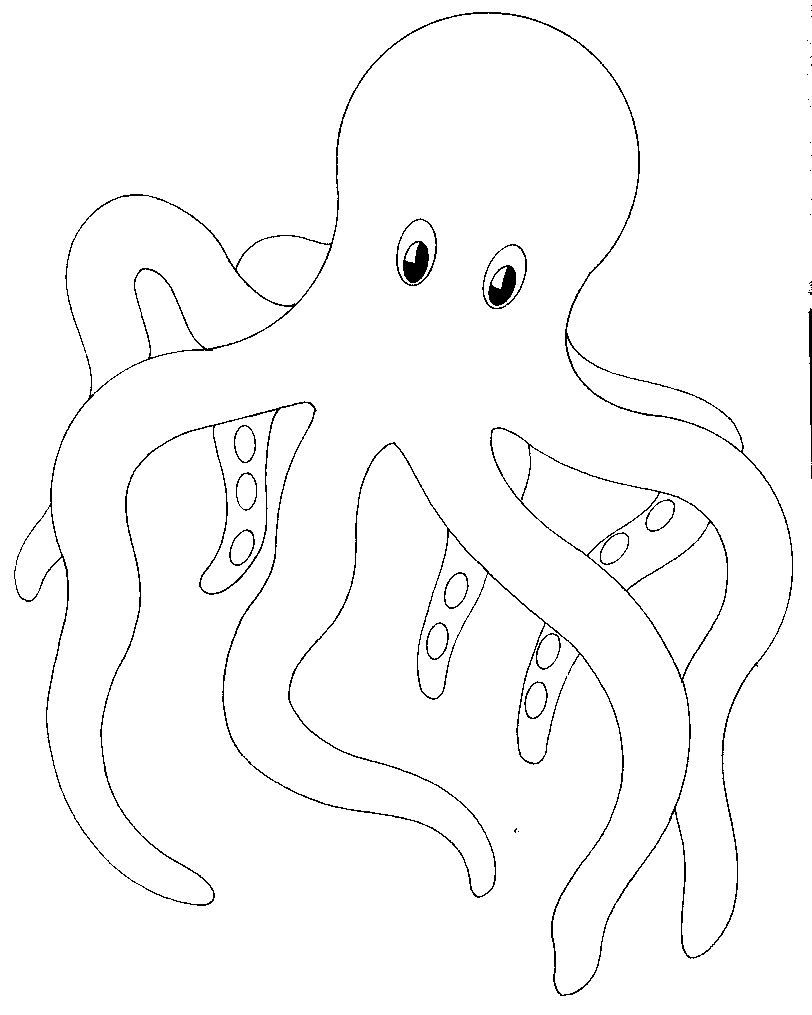 Coloriage d'une pieuvre joyeuse évoluant dans l'océan