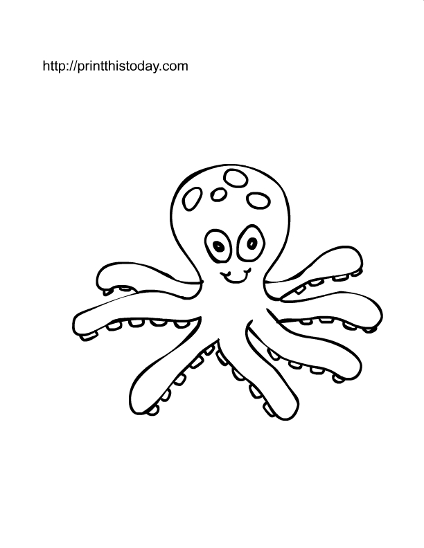 Coloriage d'une pieuvre dans son habitat marin