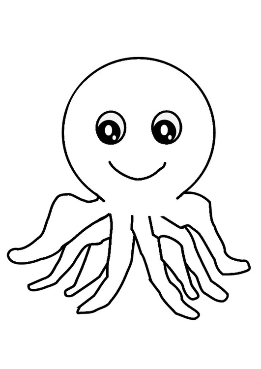 Coloriage d'une pieuvre amusante évoluant dans l'océan