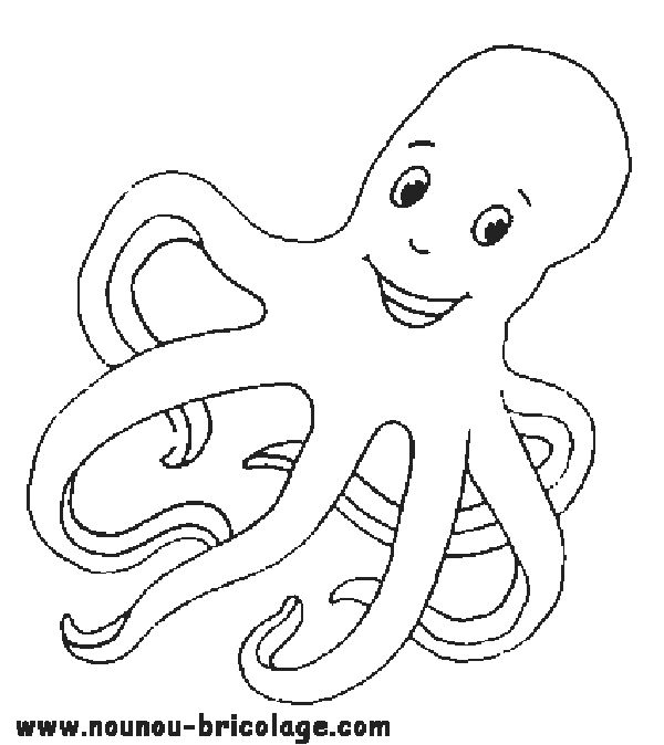 Coloriage d'une pieuvre sous-marine avec des éléments marins