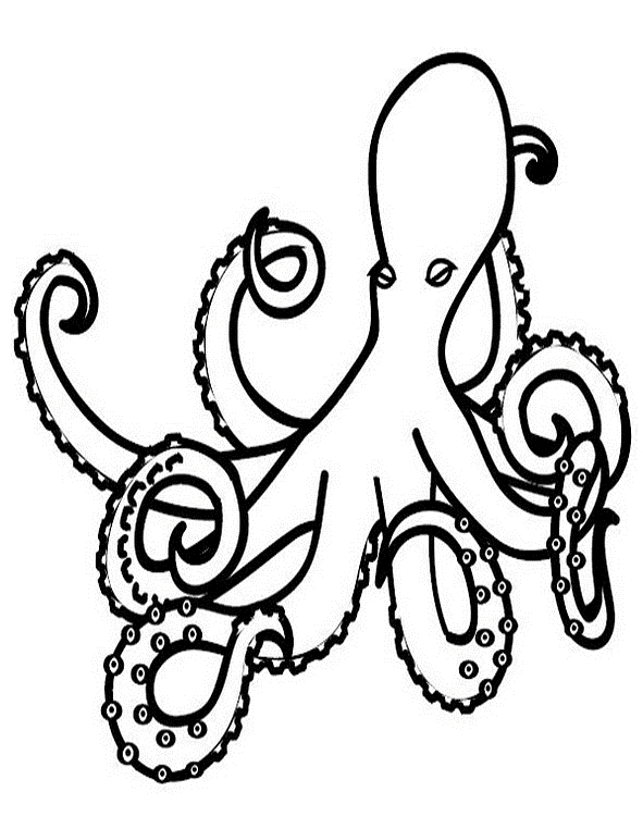 Coloriage d'une pieuvre joyeuse dans son habitat marin