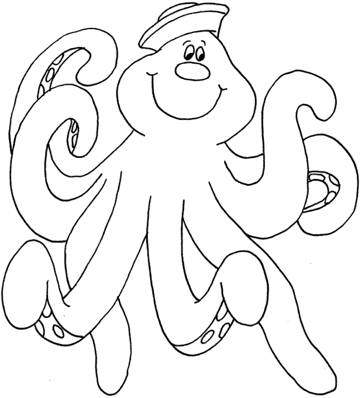 Coloriage d'une pieuvre au fond de l'océan