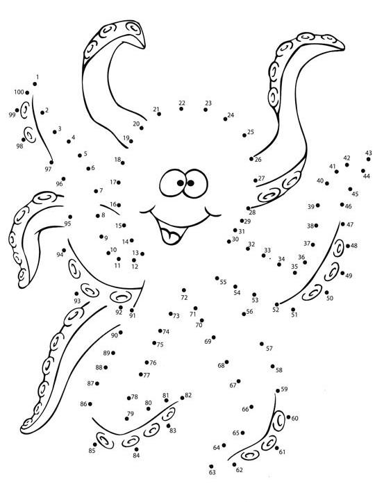 Coloriage d'une pieuvre dans son habitat marin