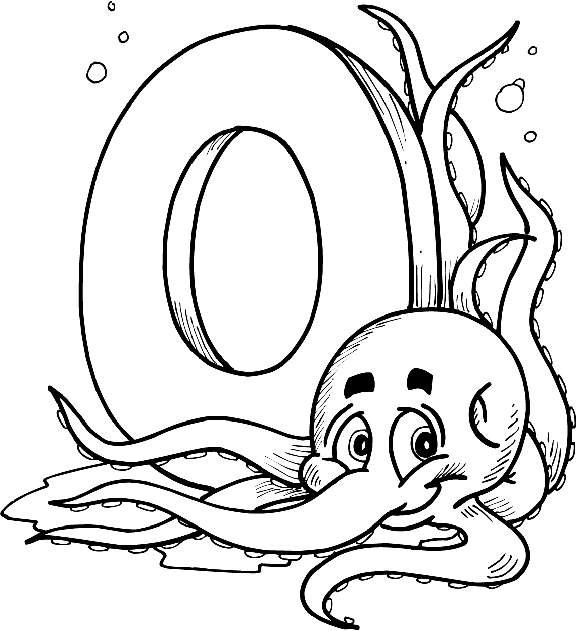 Coloriage d'une pieuvre jouant parmi les coraux