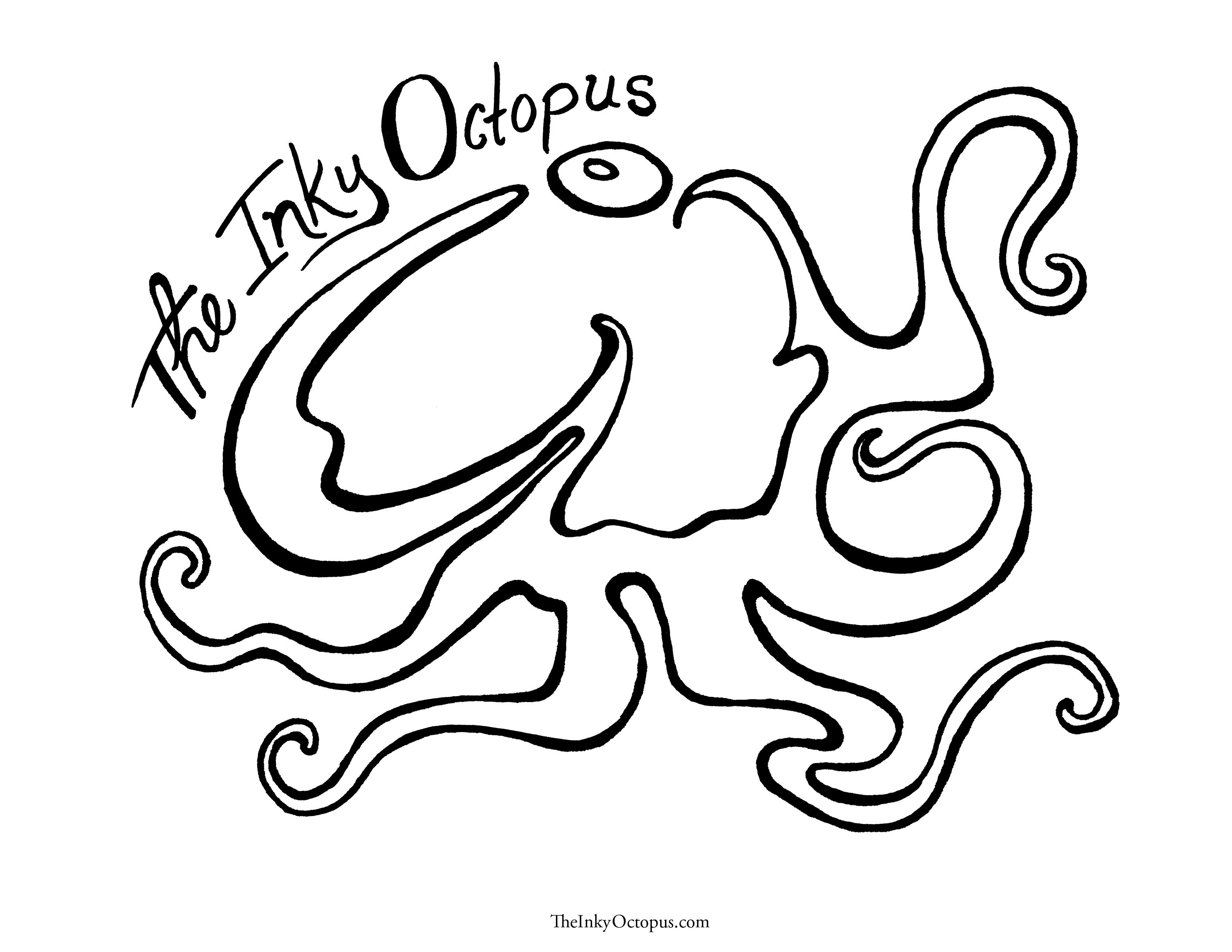 Coloriage d'une pieuvre dans son habitat marin