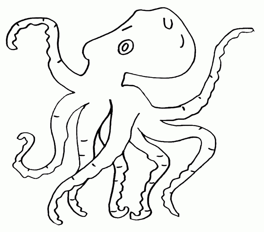 Coloriage d'une pieuvre amusante entourée d'éléments marins