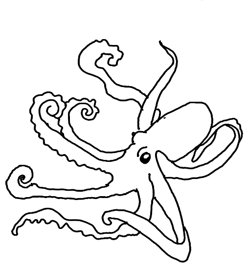 Un coloriage d'une pieuvre ludique en milieu aquatique