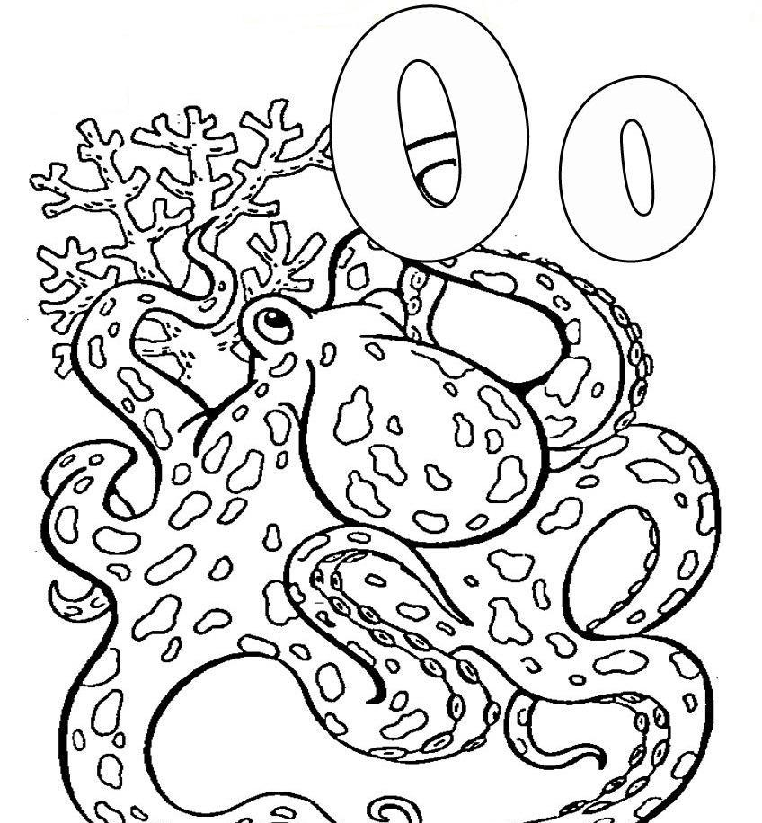 Coloriage d'une pieuvre dans un environnement marin