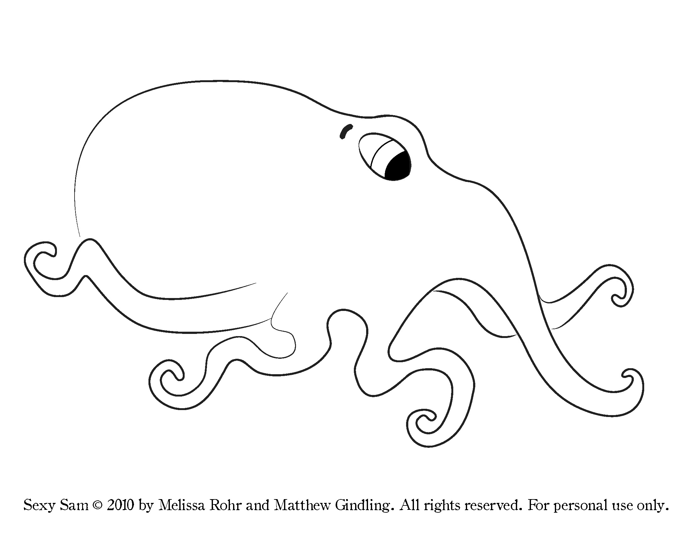 Coloriage d'une pieuvre entourée d'éléments marins