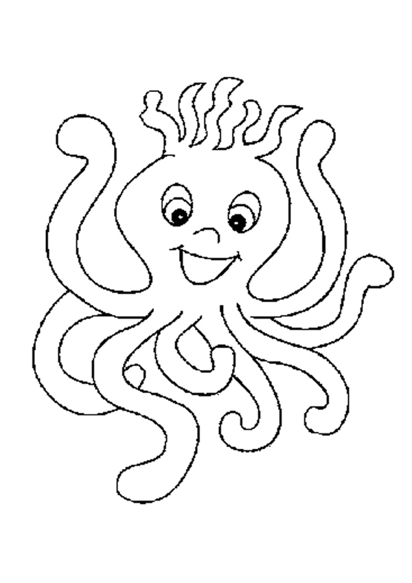 Coloriage d'une pieuvre joyeuse dans les profondeurs marines