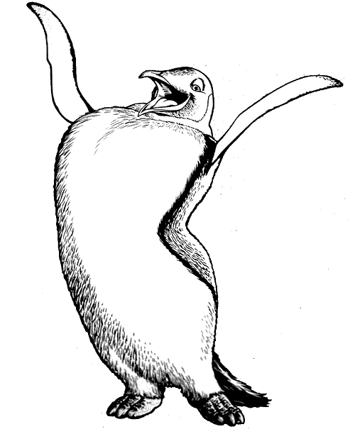 Un pingouin joyeux sur la banquise prêt à être colorié