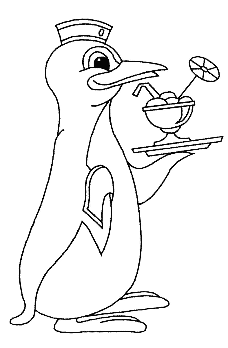 Coloriage d'un pingouin souriant sur la glace