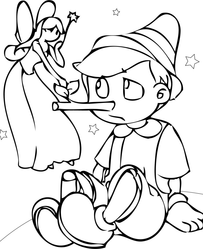 Pinocchio et Geppetto dans l'atelier de bois