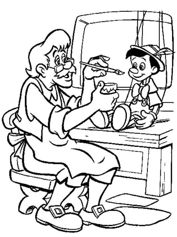 Pinocchio et son ami Jiminy Criquet dans un décor de forêt