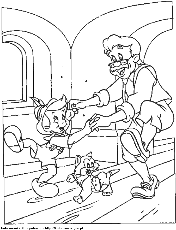 Pinocchio et Gepetto dans l'atelier de l'artisan