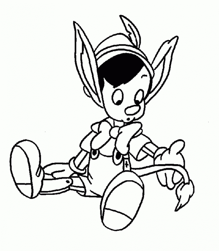 Pinocchio en train de sourire avec son ami Jiminy Cricket dans un décor paisible