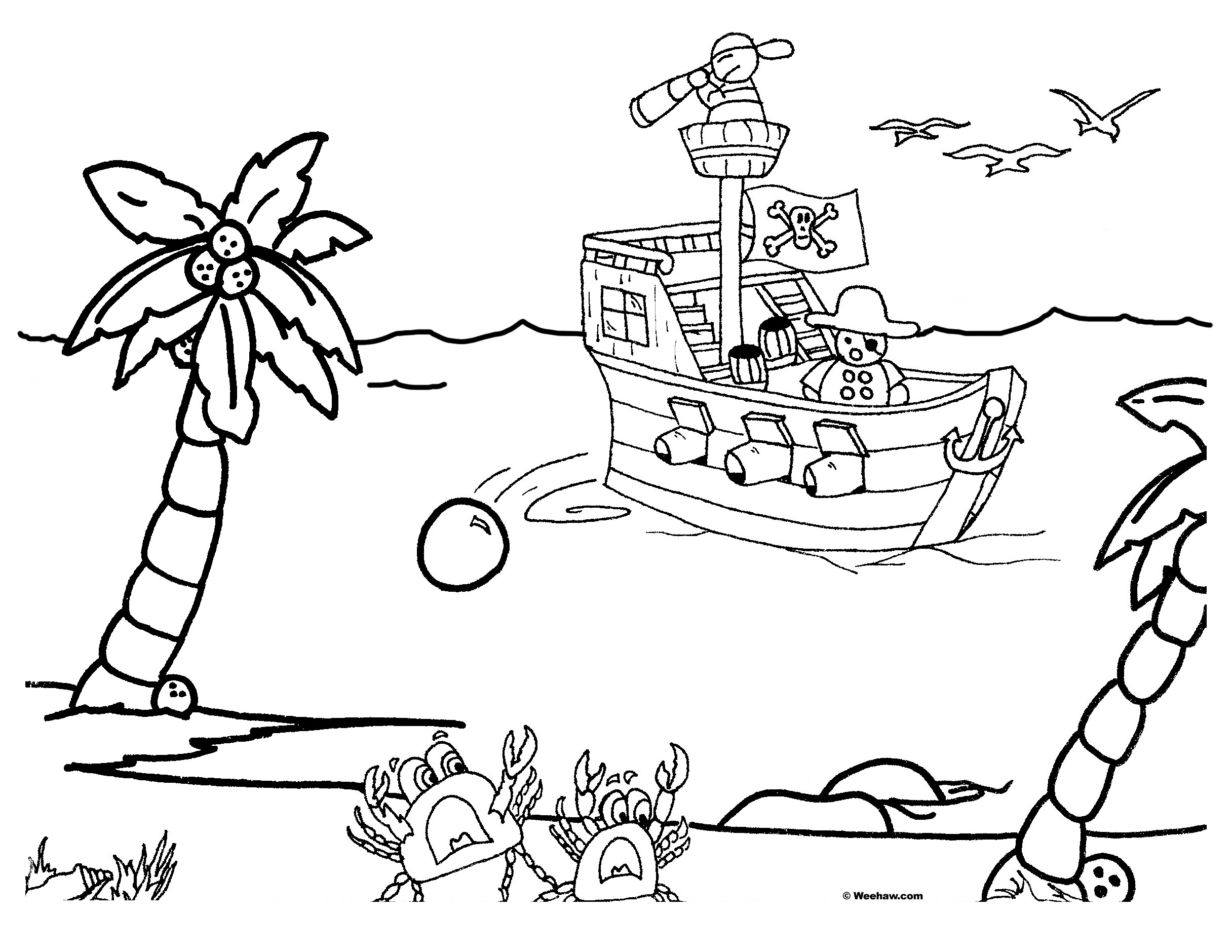 Un pirate jovial sur son navire en pleine mer