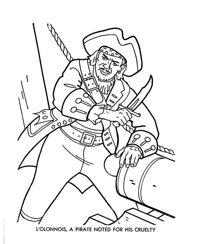 Un pirate souriant sur son navire au large
