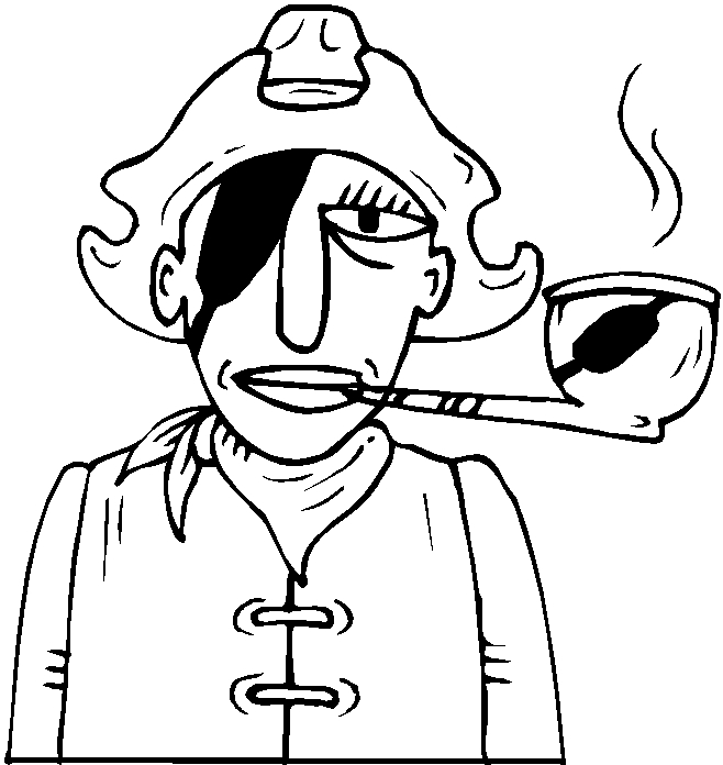 Coloriage d'un pirate en pleine mer avec son trésor