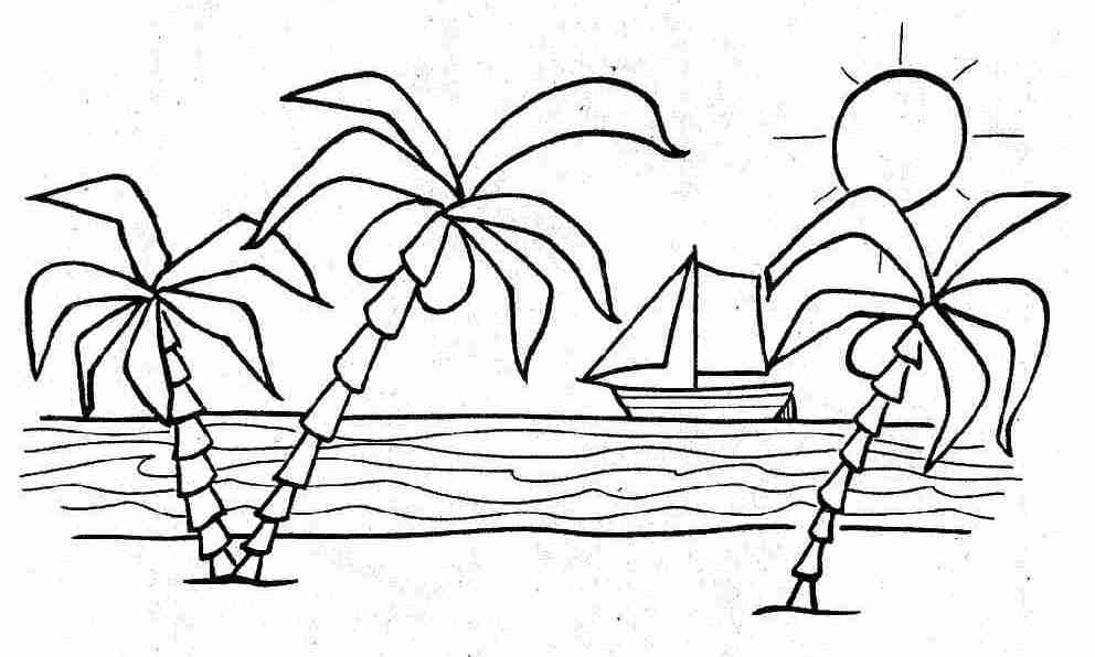 Scène de plage avec un enfant jouant et un paysage marin