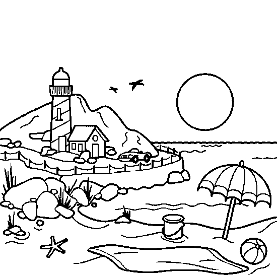 Scène de plage animée avec personnages et accessoires estivaux