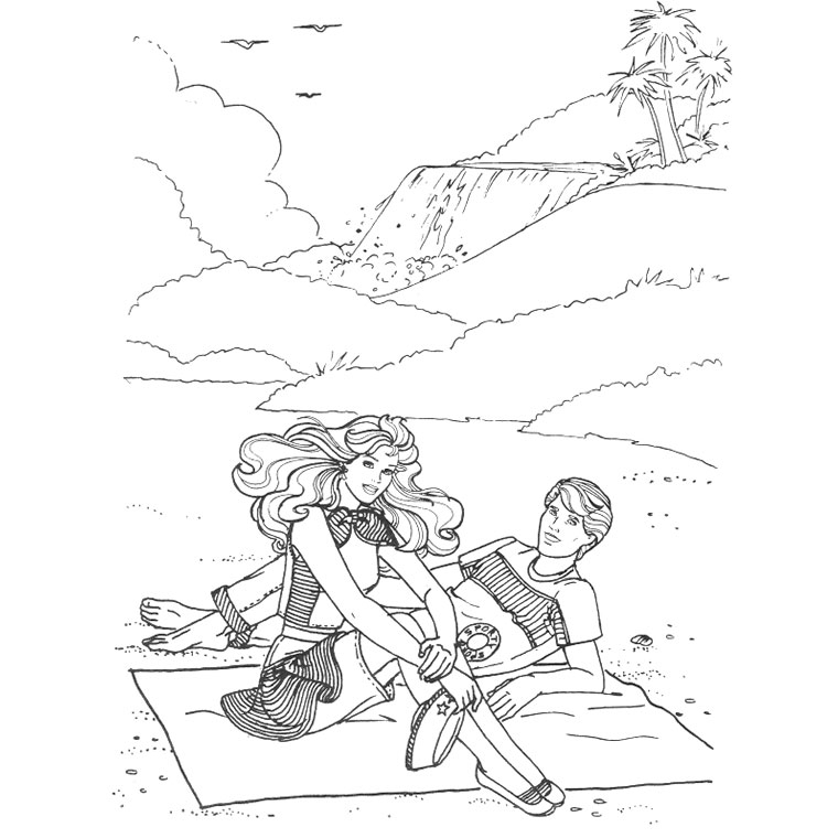 Scène de plage avec un enfant jouant et un paysage côtier