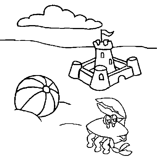 Scène de plage animée avec soleil et activités estivales