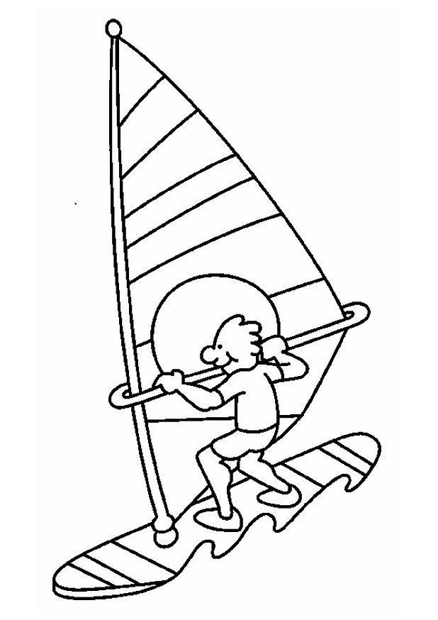 Un pratiquant de planche à voile sur une mer calme