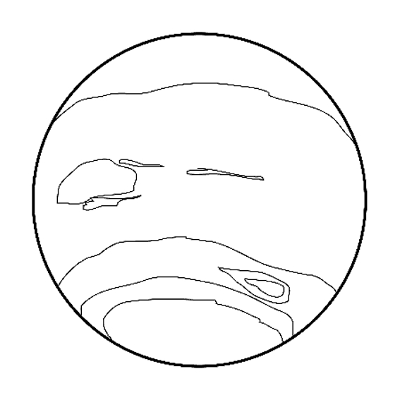Coloriage d'une planète entourée d'étoiles et de nuages
