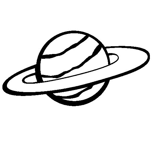 Coloriage d'une planète entourée d'étoiles et d'un nuage