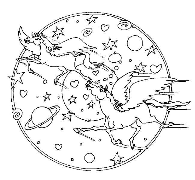 Coloriage d'une planète dans un espace étoilé